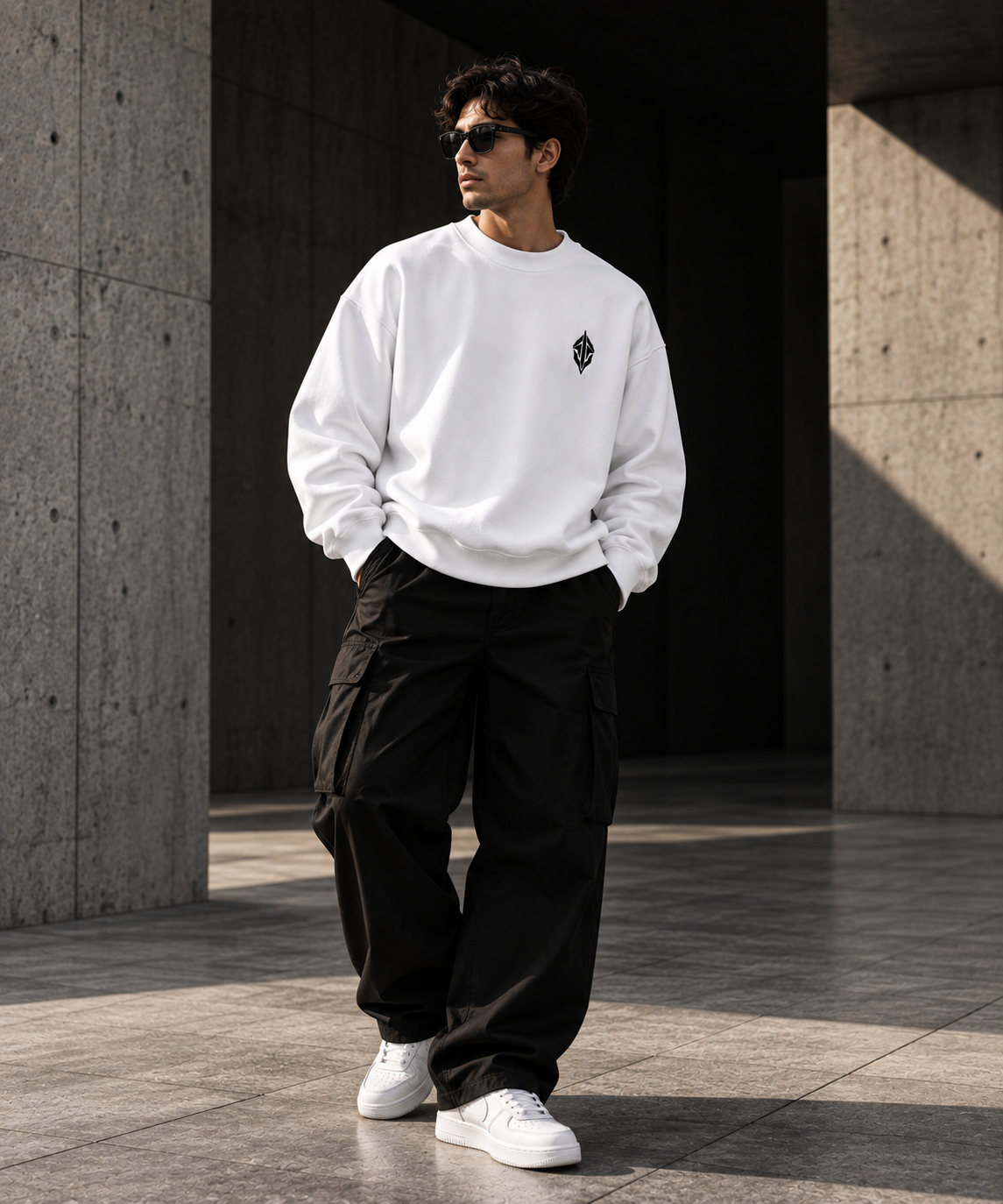 SEVOLF / AXIS — Embroidered Oversized Sweatshirt
